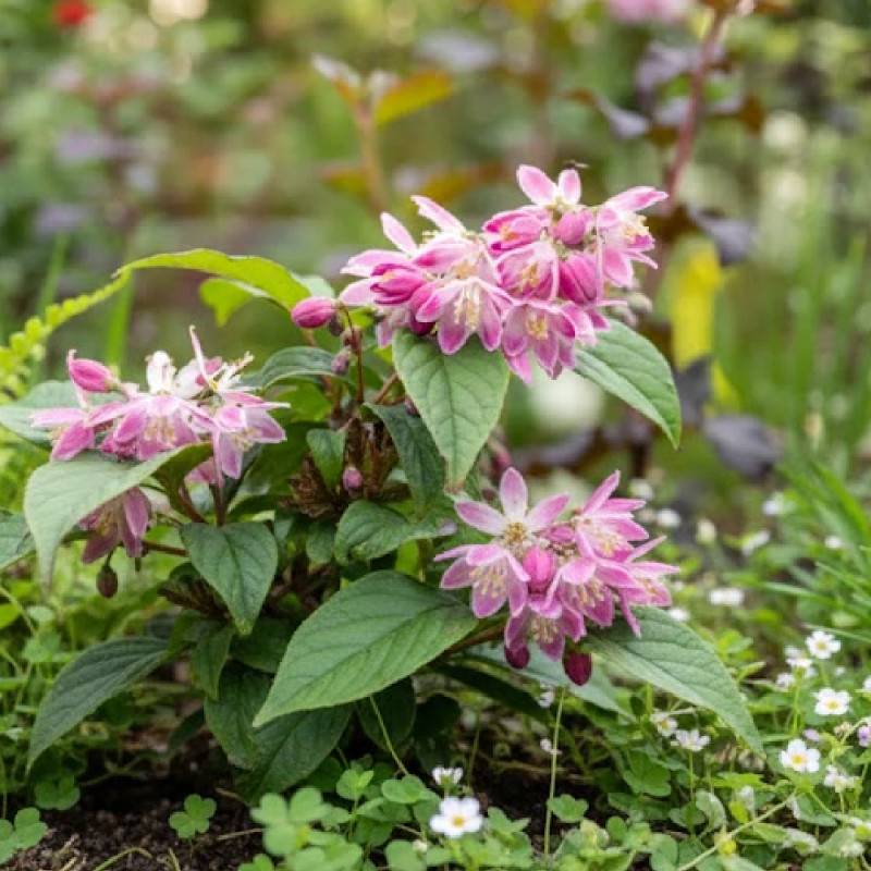 Deutzie Tourbillon Rouge, Deutzia à fleurs Rose - feuillage Caduc - Pot de 4L - 40/60 cm-  hauteur à maturité De 1,50 m à 2,00 m - Image 3