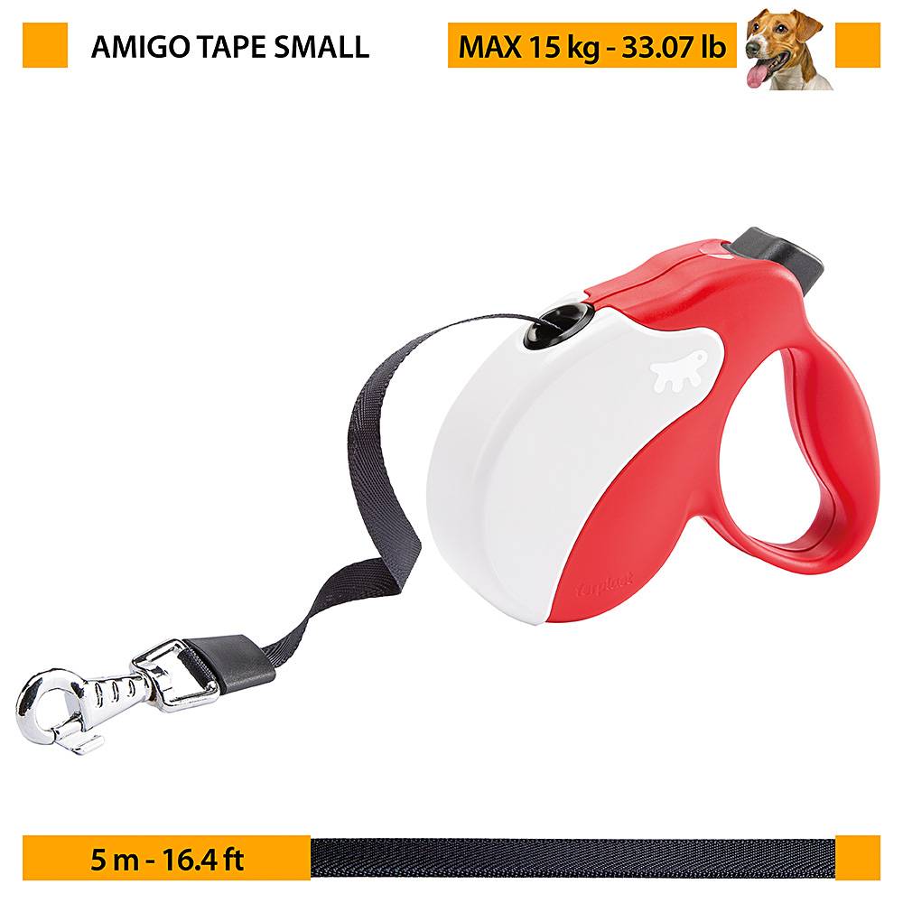 Ferplast - Ferplast Laisse Chien Enrouleur AMIGO SMALL, Laisse pour petits chiens jusqu'à 15 Kg. Sangle Extensible max 5 m. Bouton de verrouillage et de - Imagen 2