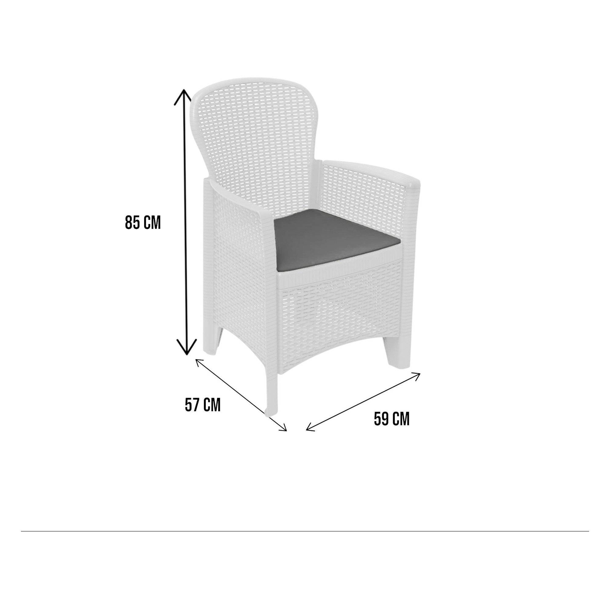 Dmora - Chaise d'extérieur Dboatti, Siège de jardin, Fauteuil d'extérieur effet rotin, 100% Made in Italy, 60x58h89 cm, Blanc - Dmora - Imagen 3