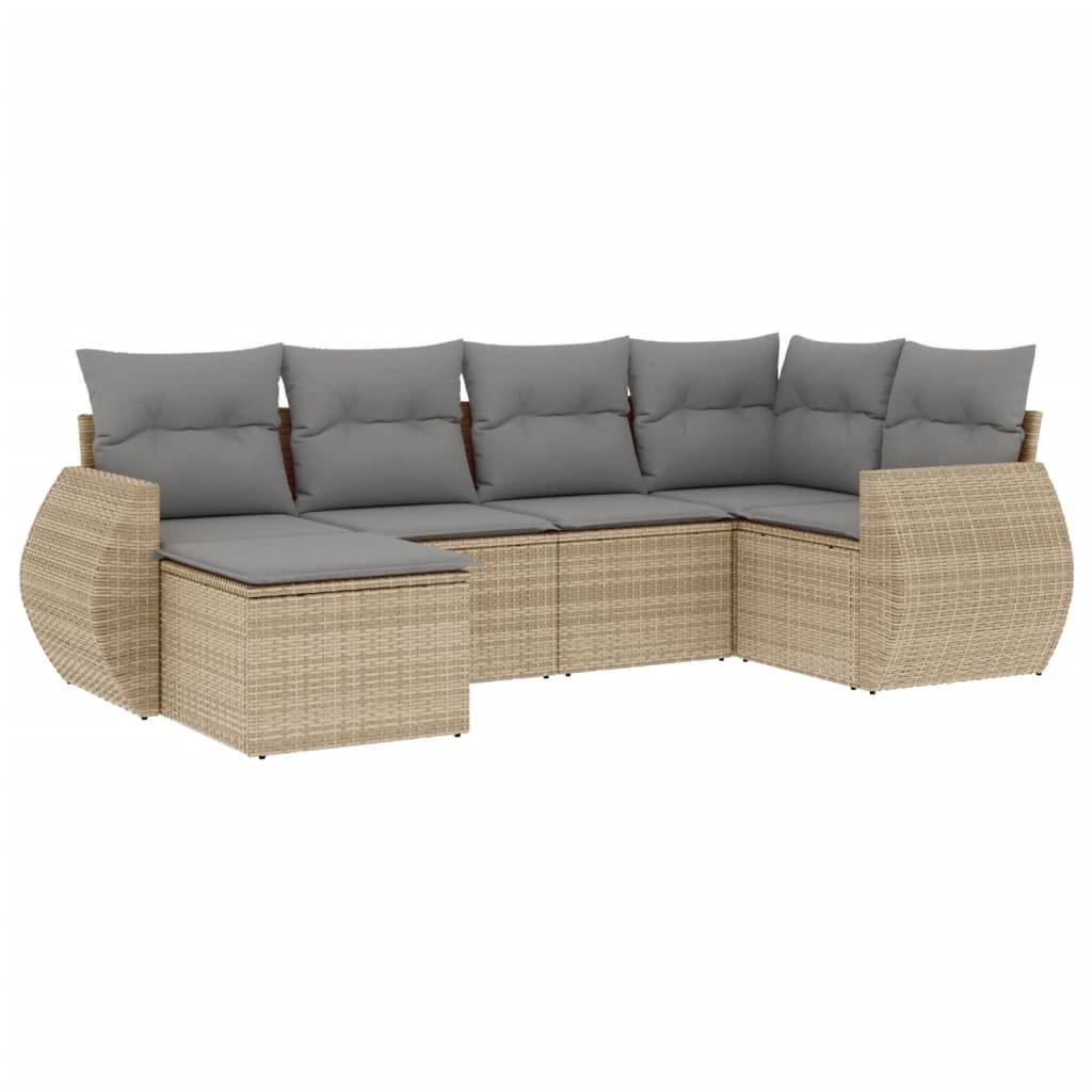 Salon de jardin 6 places modulable avec rangement et pouf en résine tressée pour jardin Beige et Gris Clair – ComfortXL Outdoor Living - Image 2