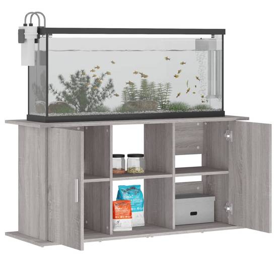 Grand Meuble Aquarium Bois d'ingénierie Rangement Pratique Sonoma Gris 121 cm - ComfortXL Outdoor Living - Image 4