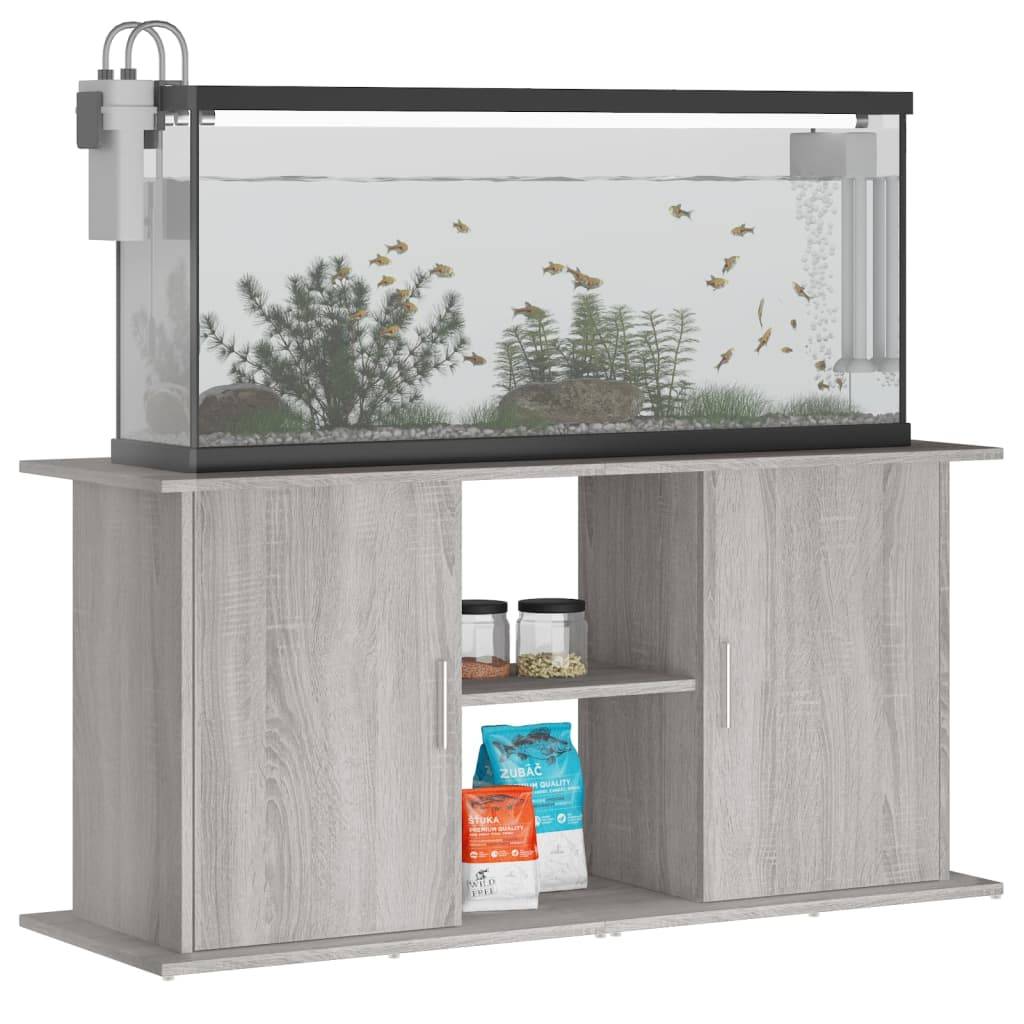 Grand Meuble Aquarium Bois d'ingénierie Rangement Pratique Sonoma Gris 121 cm - ComfortXL Outdoor Living - Image 3