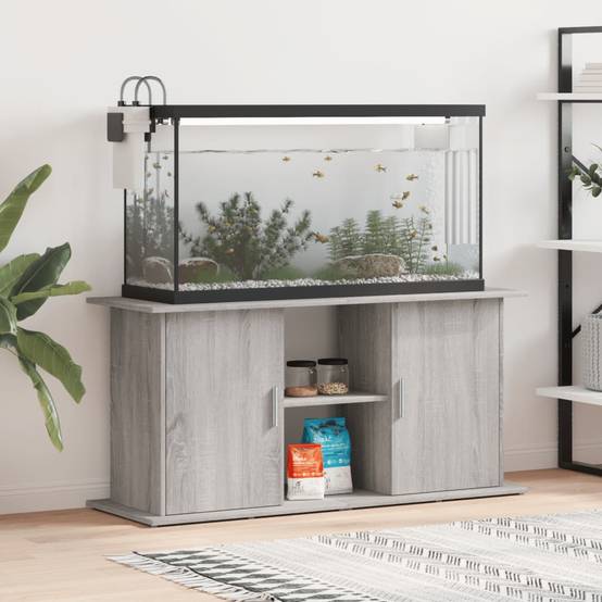 Grand Meuble Aquarium Bois d'ingénierie Rangement Pratique Sonoma Gris 121 cm - ComfortXL Outdoor Living - Image 1