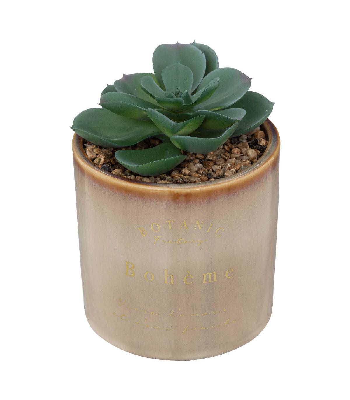 Atmosphera - Plante grasse artificielle Pot en céramique émaillée H 14 cm - Imagen 1