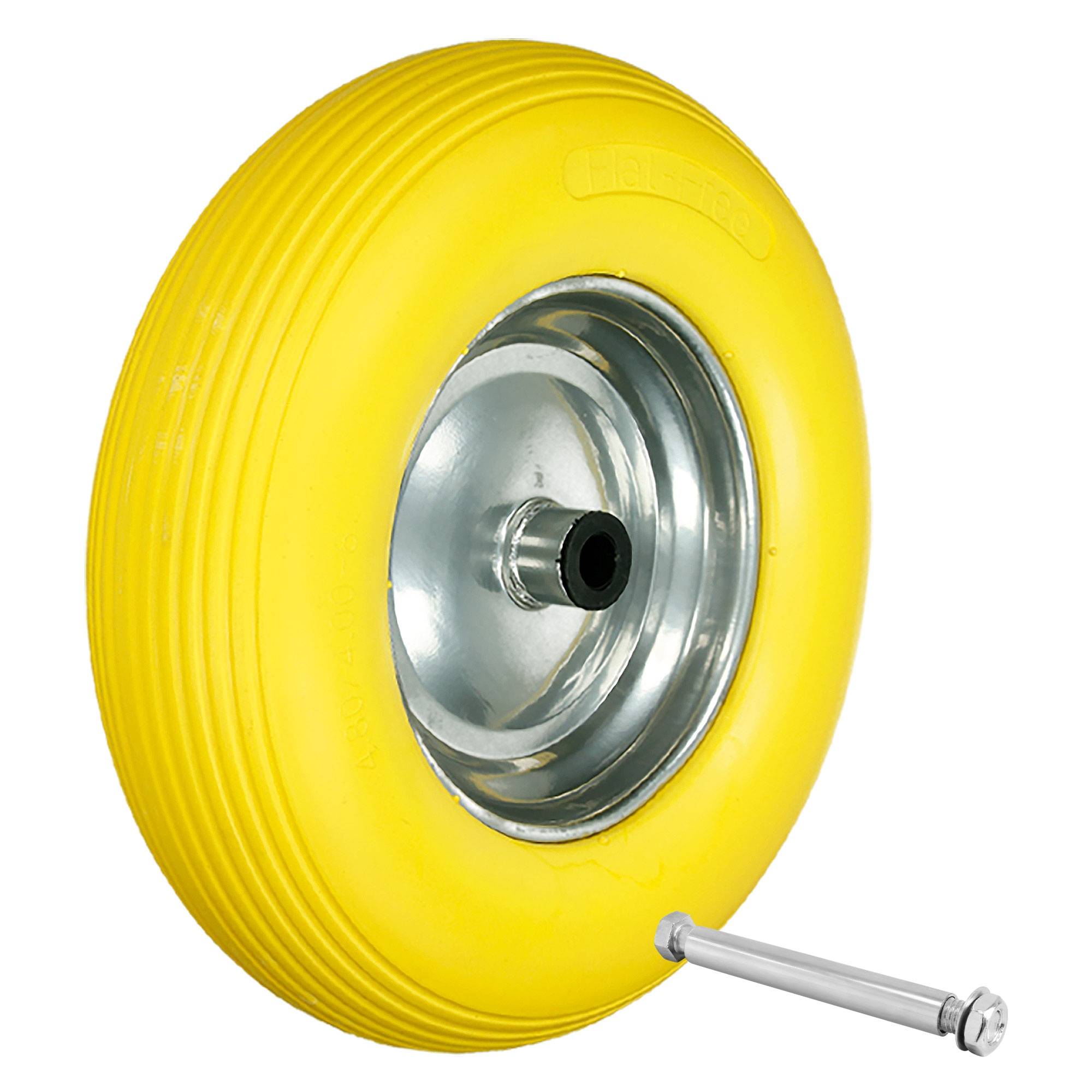 Ecd-Germany - 15" Roue brouette caoutchouc plein gomme PU 4.80 4.00-8 Ø 390 mm avec axe - Imagen 1