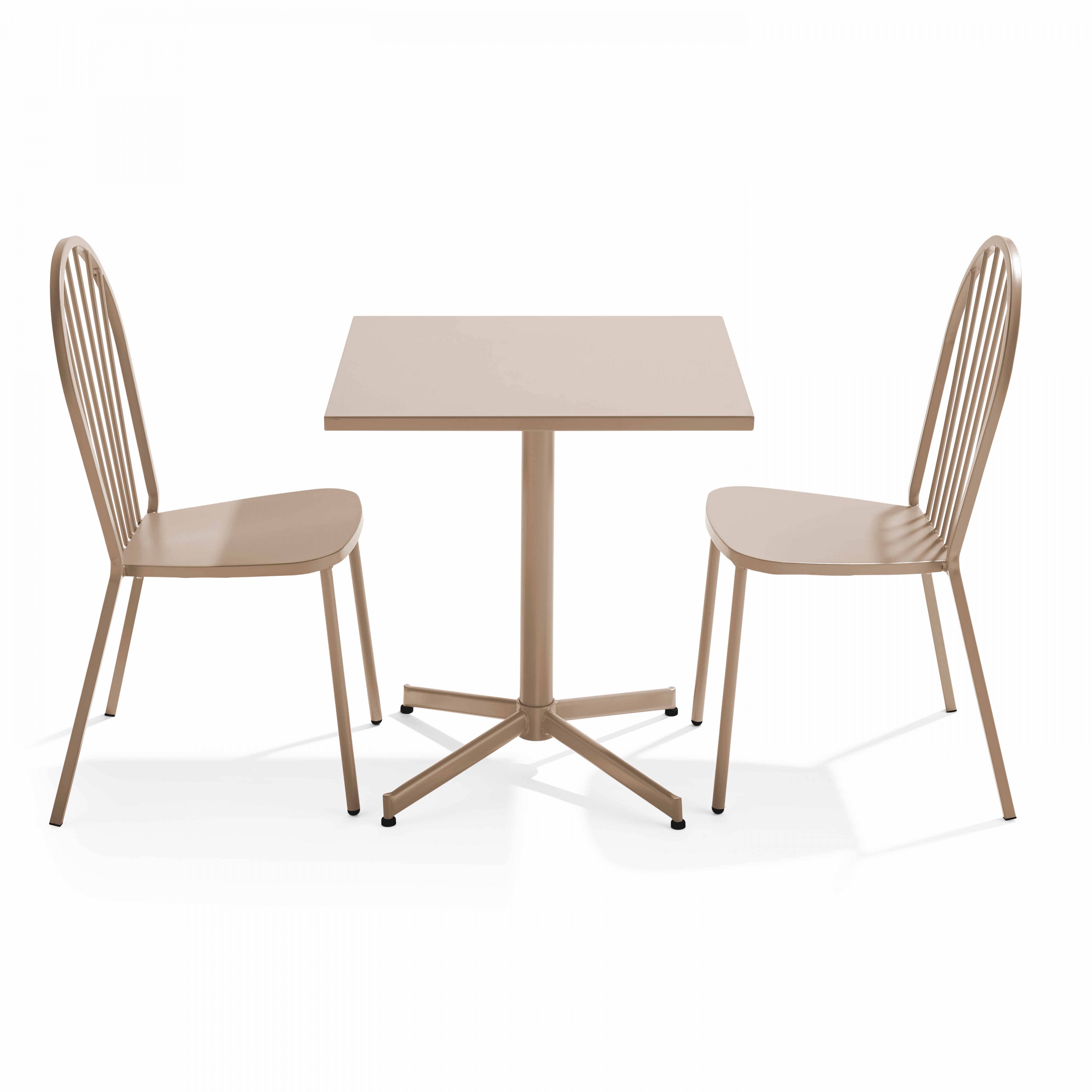 Oviala - Ensemble table de terrasse inclinable et 2 chaises bistrot taupe Honfleur - Oviala - Imagen 1