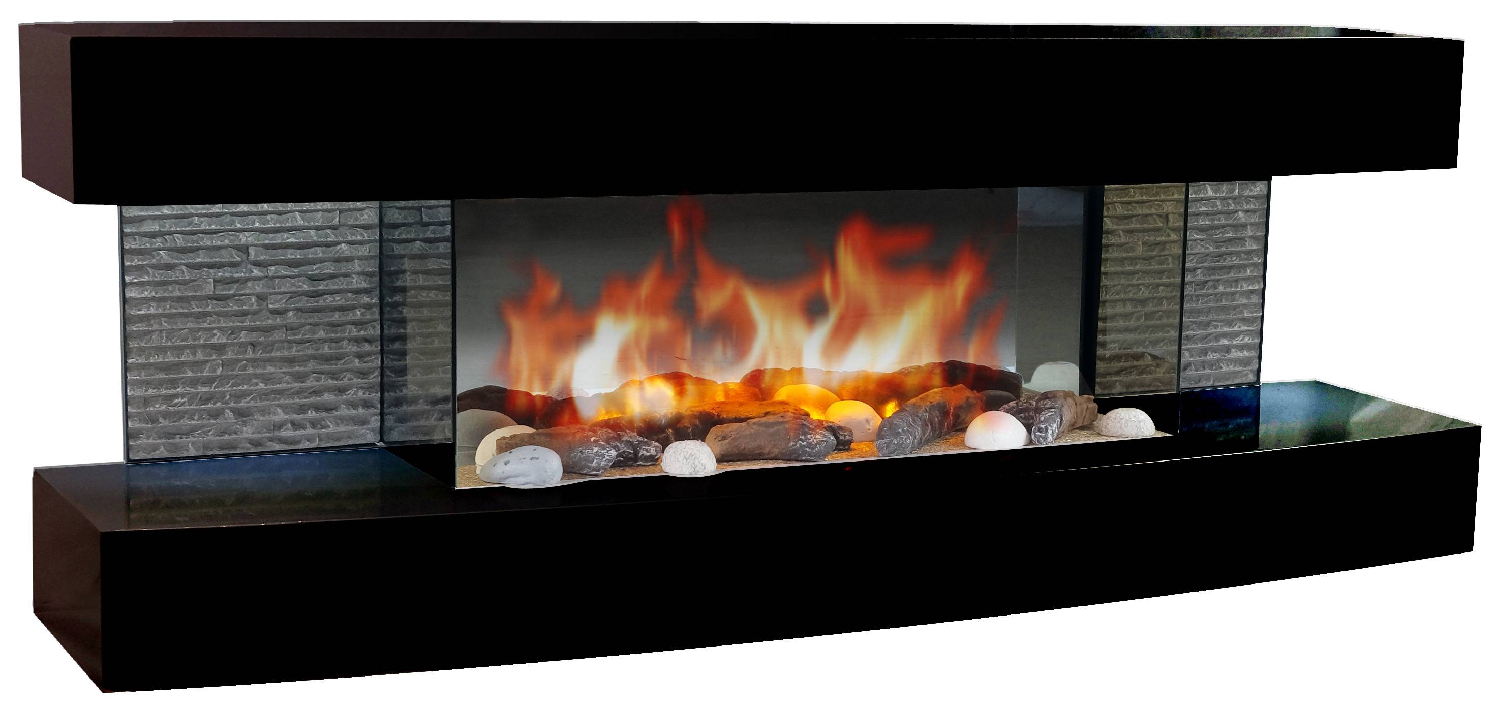 Cheminée électrique Murale Lounge Noire 120 cm Effet Flammes LED Chemin'Arte - Imagen 1