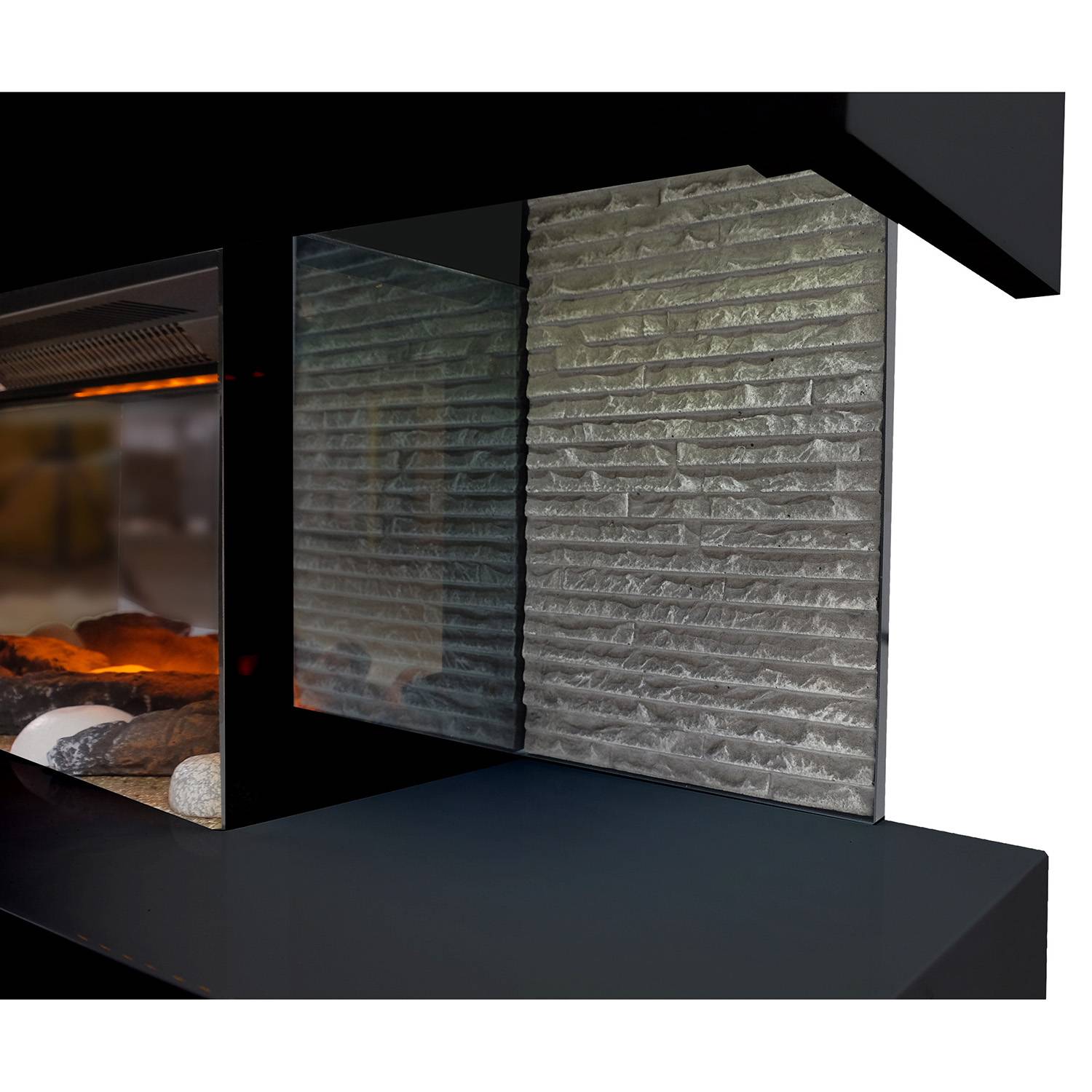 Cheminée électrique Murale Lounge Noire 120 cm Effet Flammes LED Chemin'Arte - Imagen 4