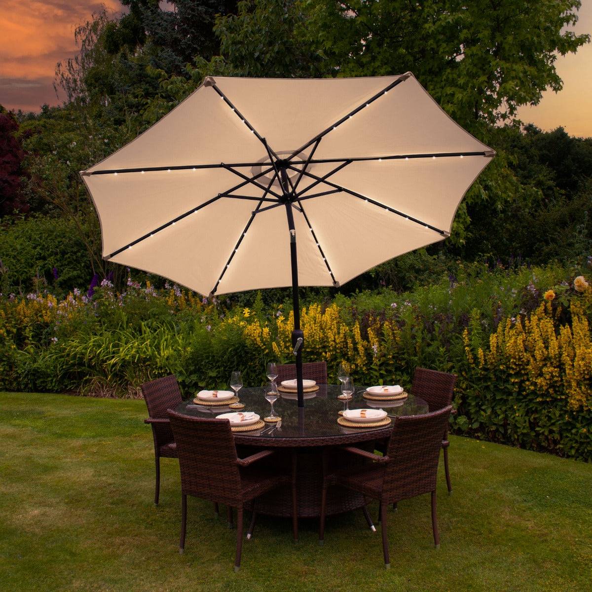 Monstershop - Parasol Beige 270 cm avec 32 LED's Intégrés - Imagen 3