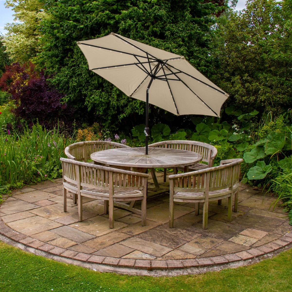 Monstershop - Parasol Beige 270 cm avec 32 LED's Intégrés - Imagen 4