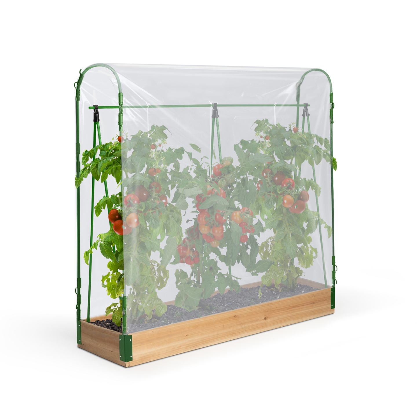 Kit complet 3 bacs modulables carrés potager et serre à tomates + treillis + housse - Image 4