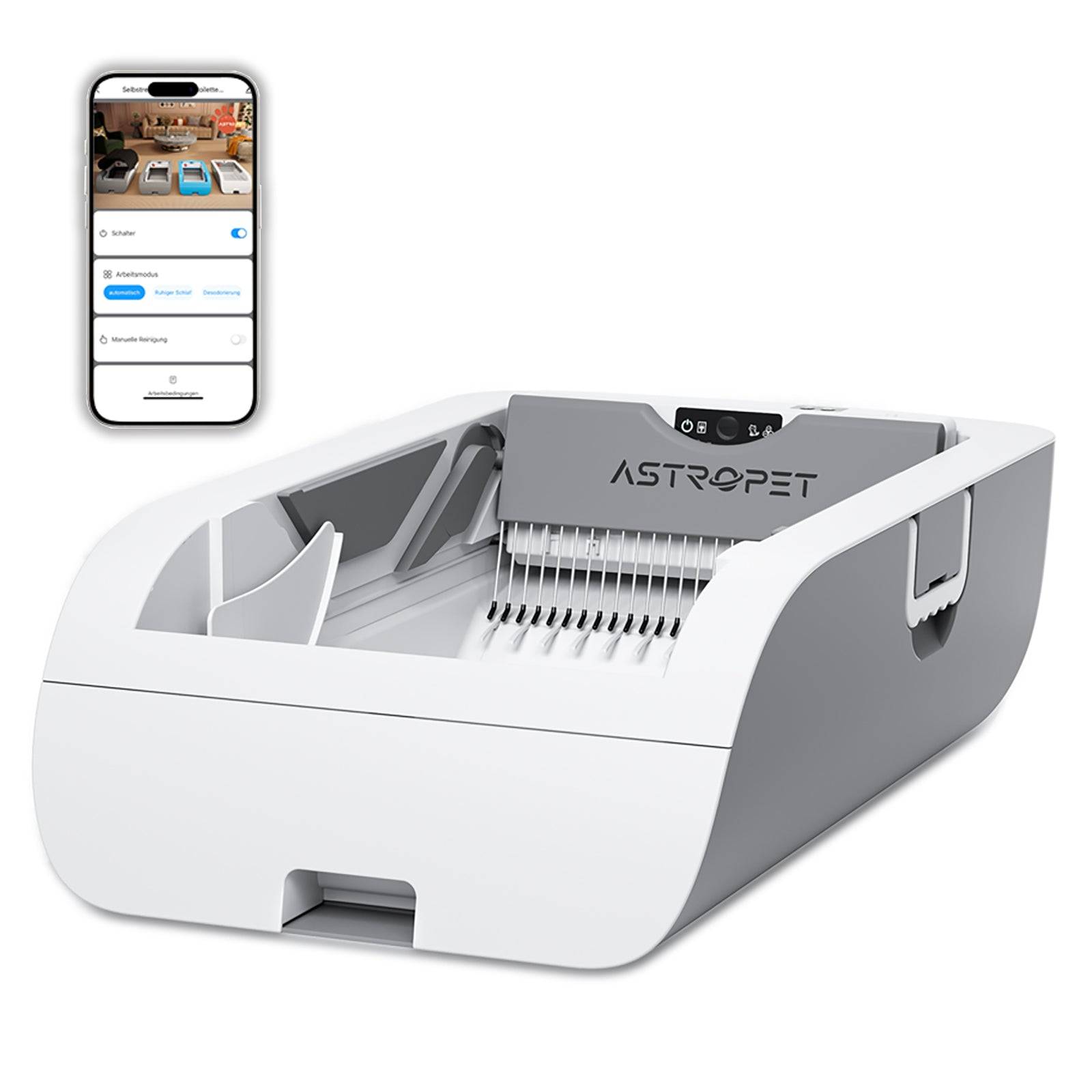 Bac à litière automatique et autonettoyant pour chat Helios Series App-version blanc AstroPet - Imagen 1