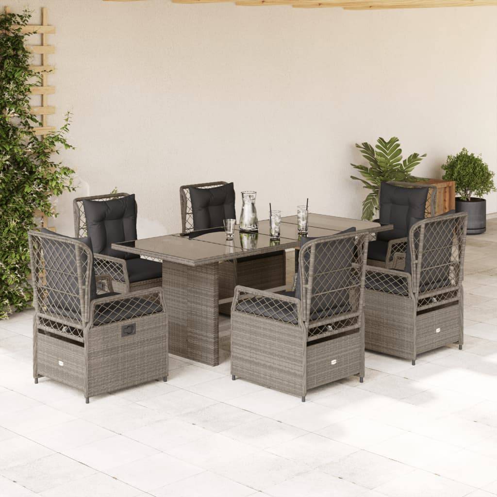 ComfortXL - Salon de Jardin Gris 6 Places avec Fauteuils Inclinables et Table Verre 190cm – ComfortXL Outdoor Living - Image 1