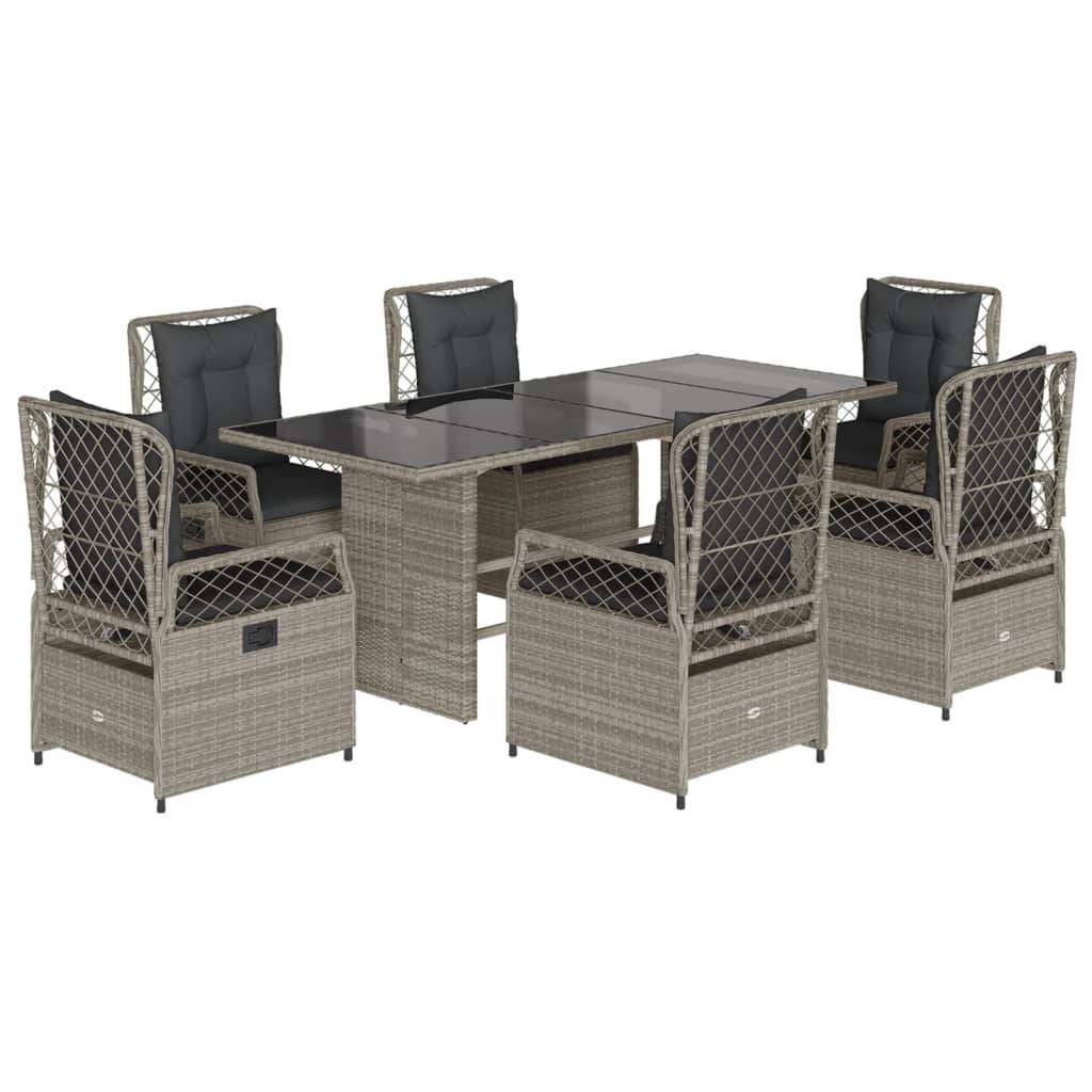 ComfortXL - Salon de Jardin Gris 6 Places avec Fauteuils Inclinables et Table Verre 190cm – ComfortXL Outdoor Living - Image 2