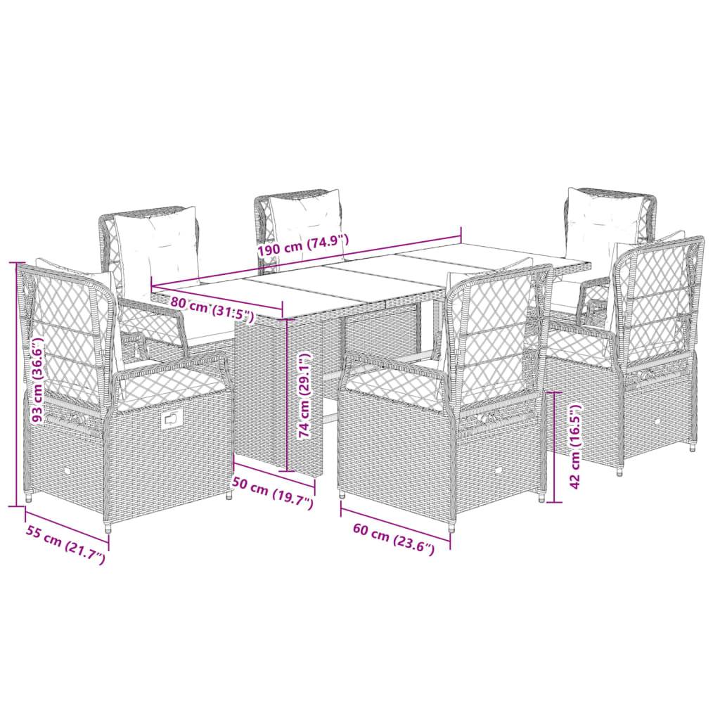ComfortXL - Salon de Jardin Gris 6 Places avec Fauteuils Inclinables et Table Verre 190cm – ComfortXL Outdoor Living - Image 8