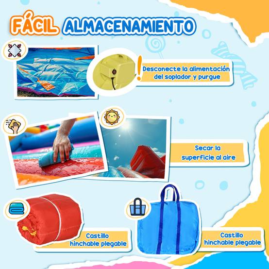 Château gonflable multicolore souffleur toboggan trampoline piscine sac de transport 435 × 245 × 200 cm 3 à 8 ans - Image 7