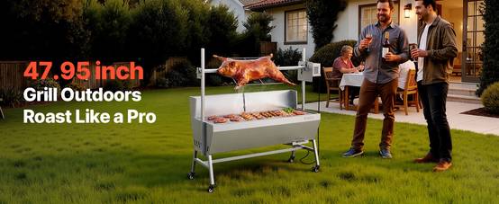 VEVOR Barbecue à Charbon Tournebroche Électrique 60 kg 4 Niveaux de Hauteur - Image 9
