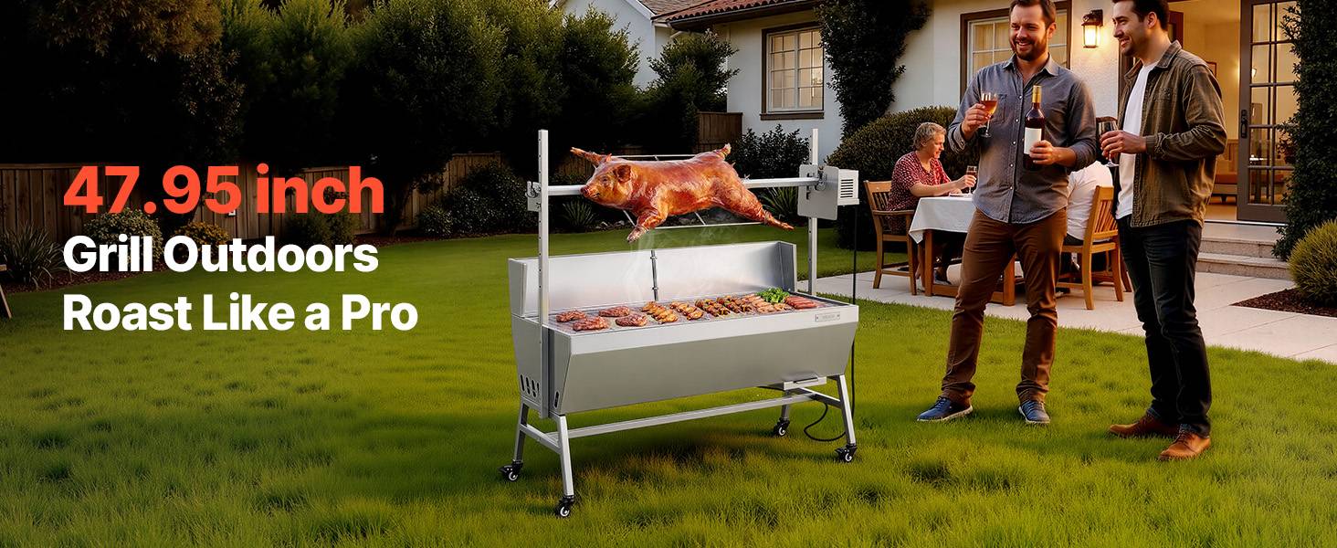VEVOR Barbecue à Charbon Tournebroche Électrique 60 kg 4 Niveaux de Hauteur - Image 9