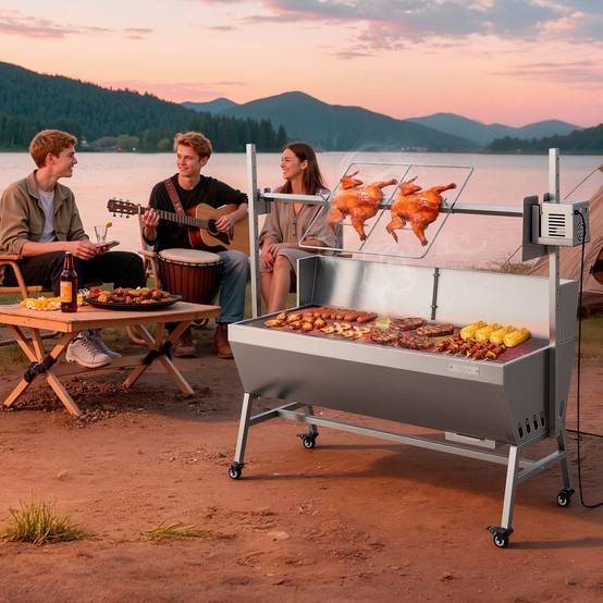 VEVOR Barbecue à Charbon Tournebroche Électrique 60 kg 4 Niveaux de Hauteur - Image 8