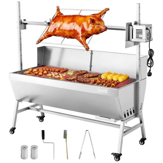 VEVOR Barbecue à Charbon Tournebroche Électrique 60 kg 4 Niveaux de Hauteur - Image 1