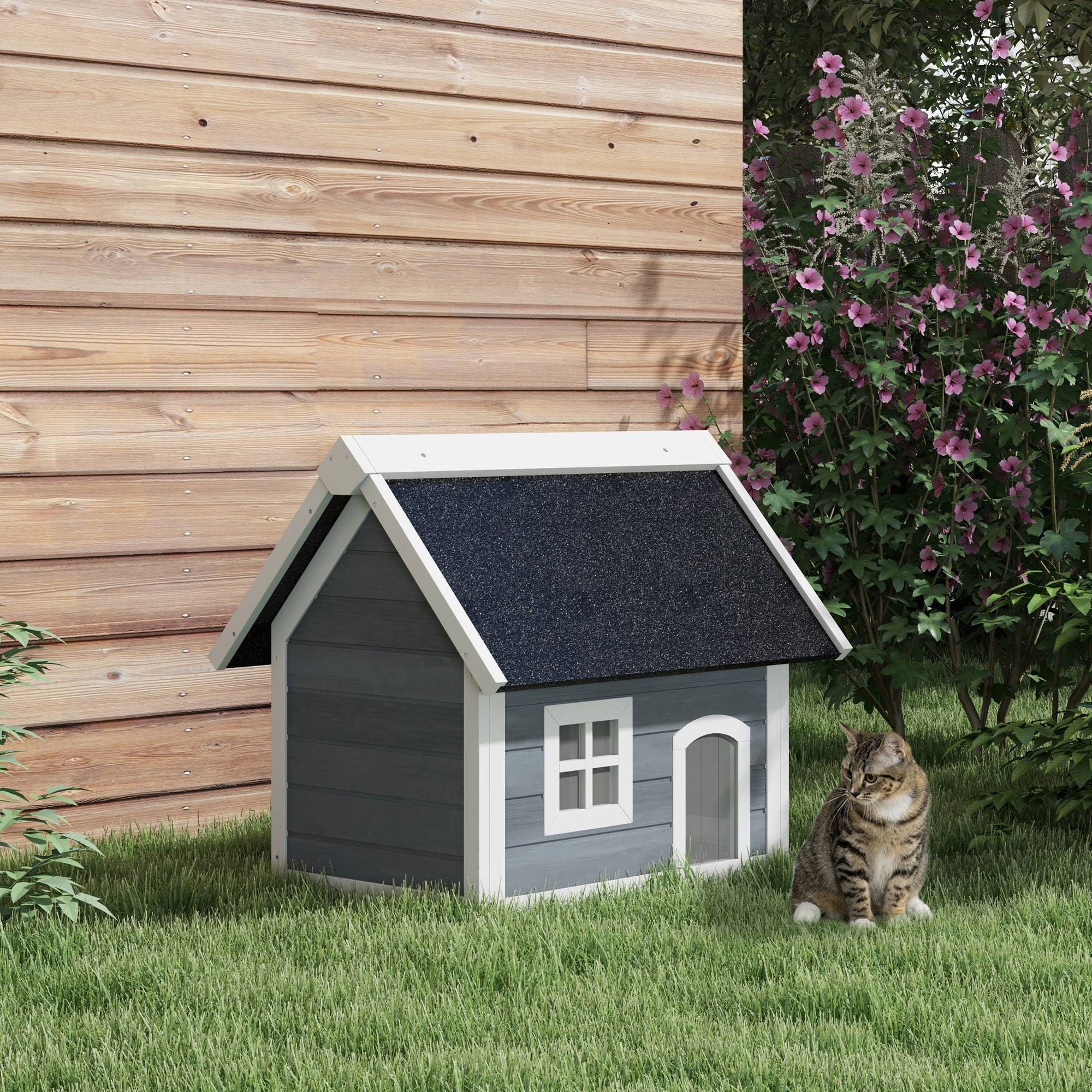 Maison pour chat bois gris 77 x 57.5 x 68 cm PANGIVO Jardiland — free download