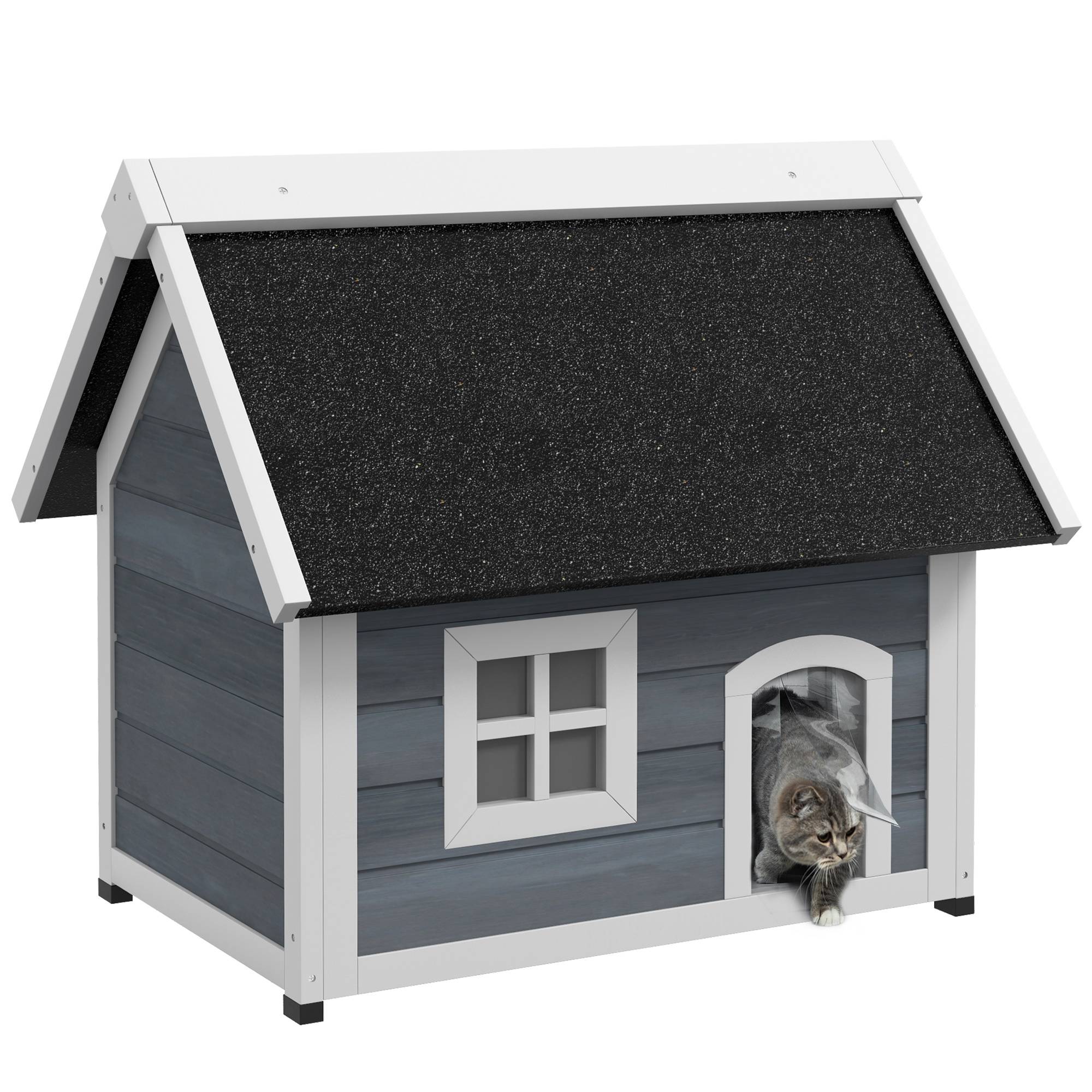 Maison pour chat bois gris 77 x 57.5 x 68 cm PANGIVO Jardiland — free download