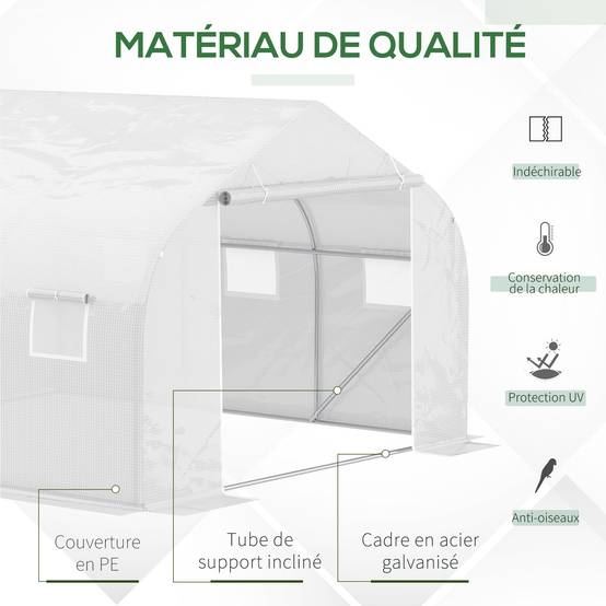 ComfortXL - Serre tunnel acier PE pour maraîchage protection intempéries 350x300cm Blanc - ComfortXL Outdoor Living - Image 6