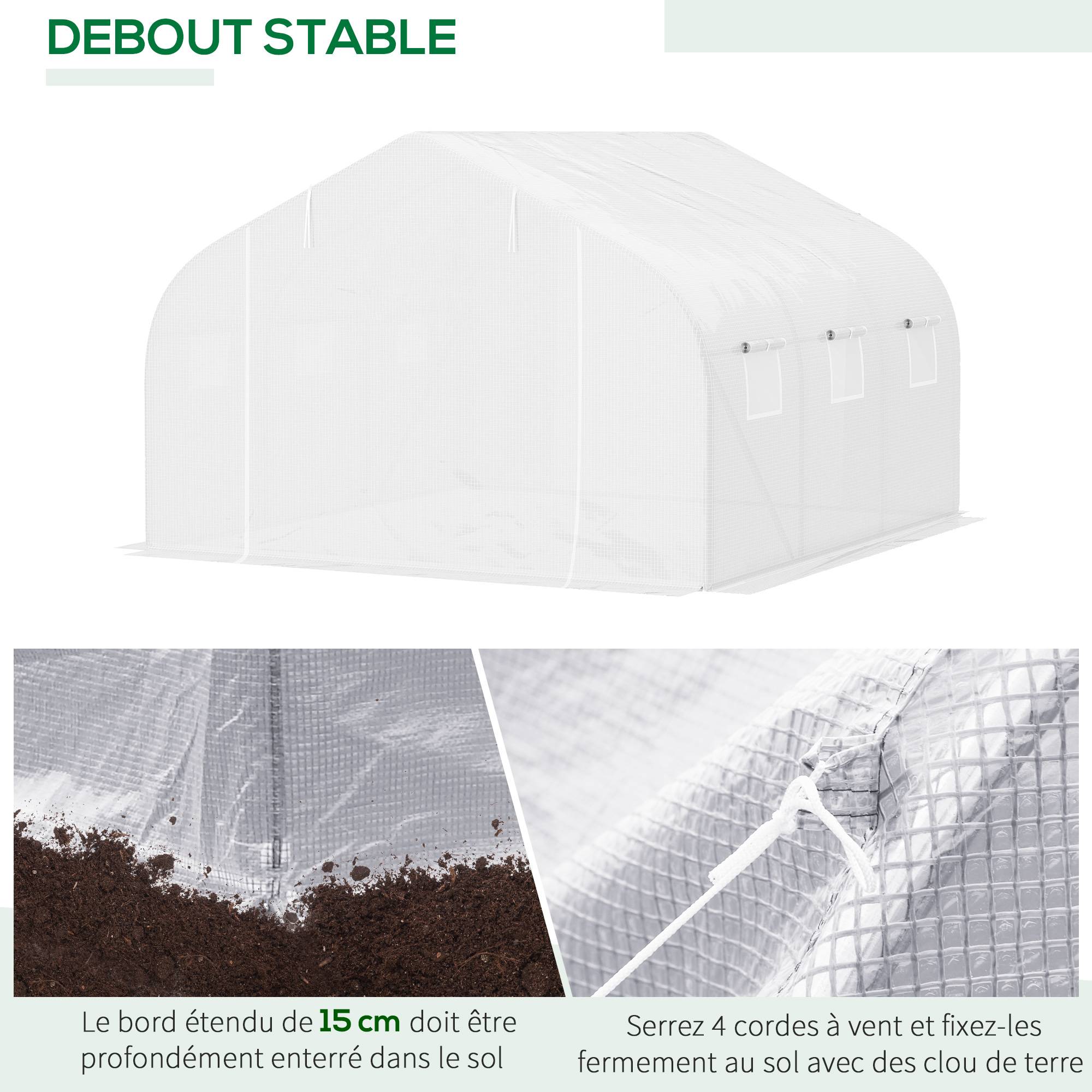 ComfortXL - Serre tunnel acier PE pour maraîchage protection intempéries 350x300cm Blanc - ComfortXL Outdoor Living - Image 7