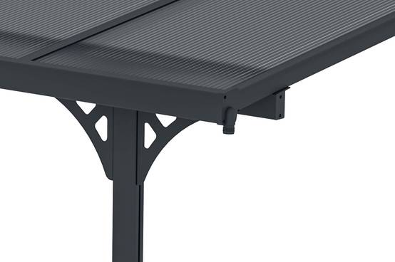 Cazeboo Pergola/Carport adossée 12m² KLEO 4x3 m gris - toit terrasse en aluminium et polycarbonate - Image 7