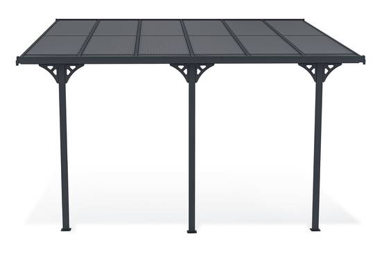 Cazeboo Pergola/Carport adossée 12m² KLEO 4x3 m gris - toit terrasse en aluminium et polycarbonate - Image 4