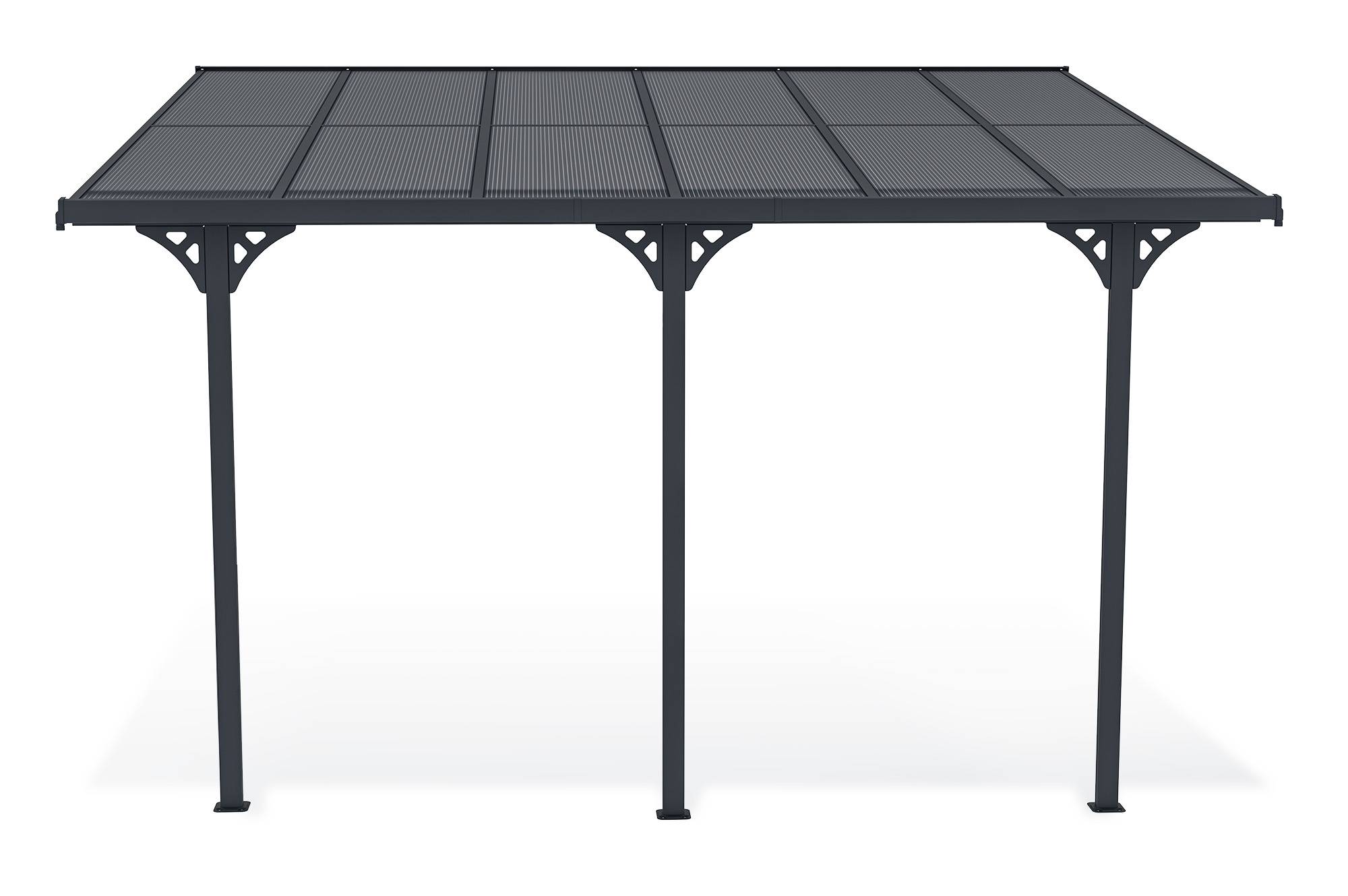 Cazeboo Pergola/Carport adossée 12m² KLEO 4x3 m gris - toit terrasse en aluminium et polycarbonate - Image 4