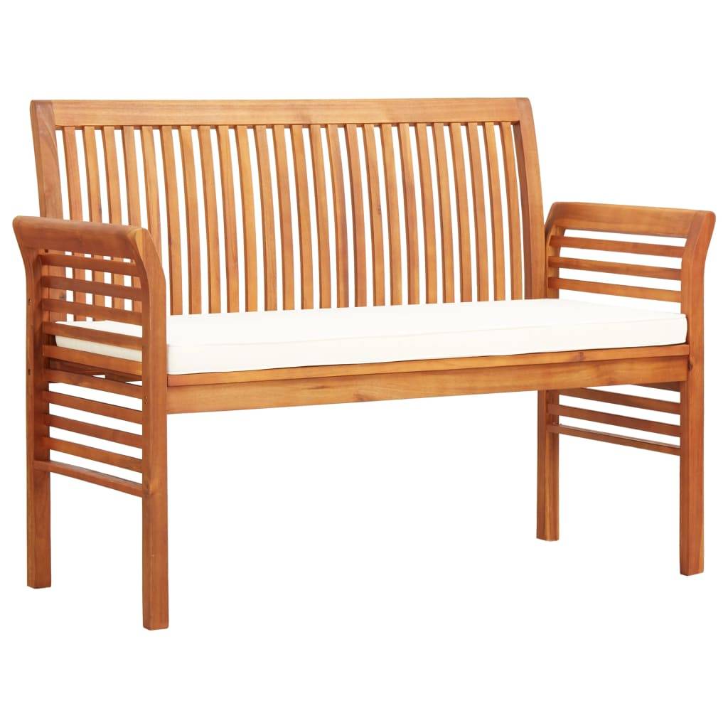 Helloshop26 - Banc de jardin meuble de patio d'extérieur terrasse 2 places avec coussin 120cm bois d'acacia massif - Imagen 1