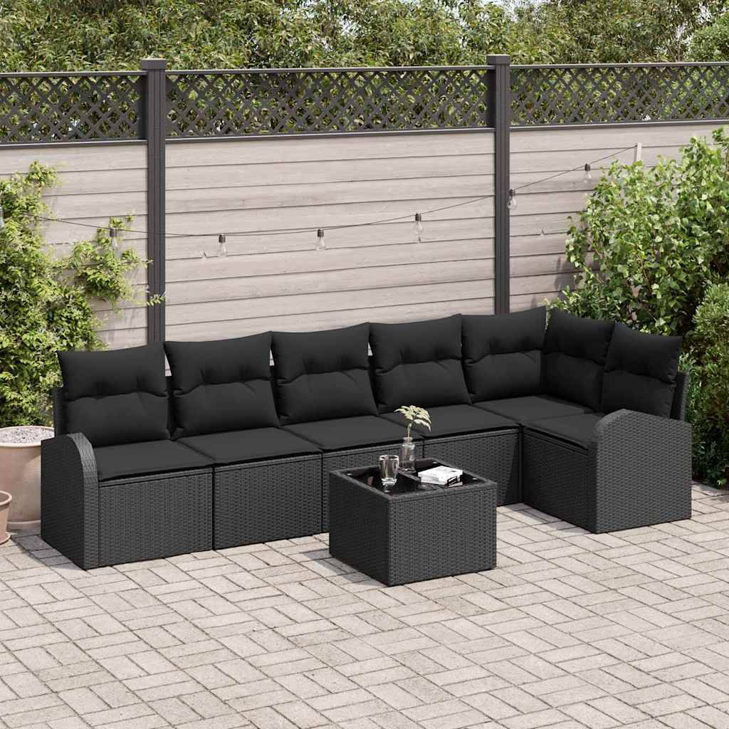 ComfortXL - Salon de Jardin 6 Places en Poly Rotin Modulable avec Table Basse et Coussins Confortables Noir – ComfortXL Outdoor Living - Image 1