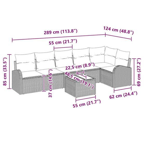 ComfortXL - Salon de Jardin 6 Places en Poly Rotin Modulable avec Table Basse et Coussins Confortables Noir – ComfortXL Outdoor Living - Image 5