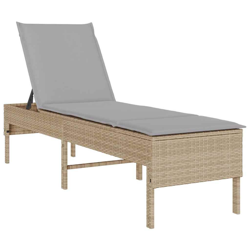 Vidaxl - Transat avec coussin beige 55x200x44cm résine tressée vidaXL 4104103 - Image 2