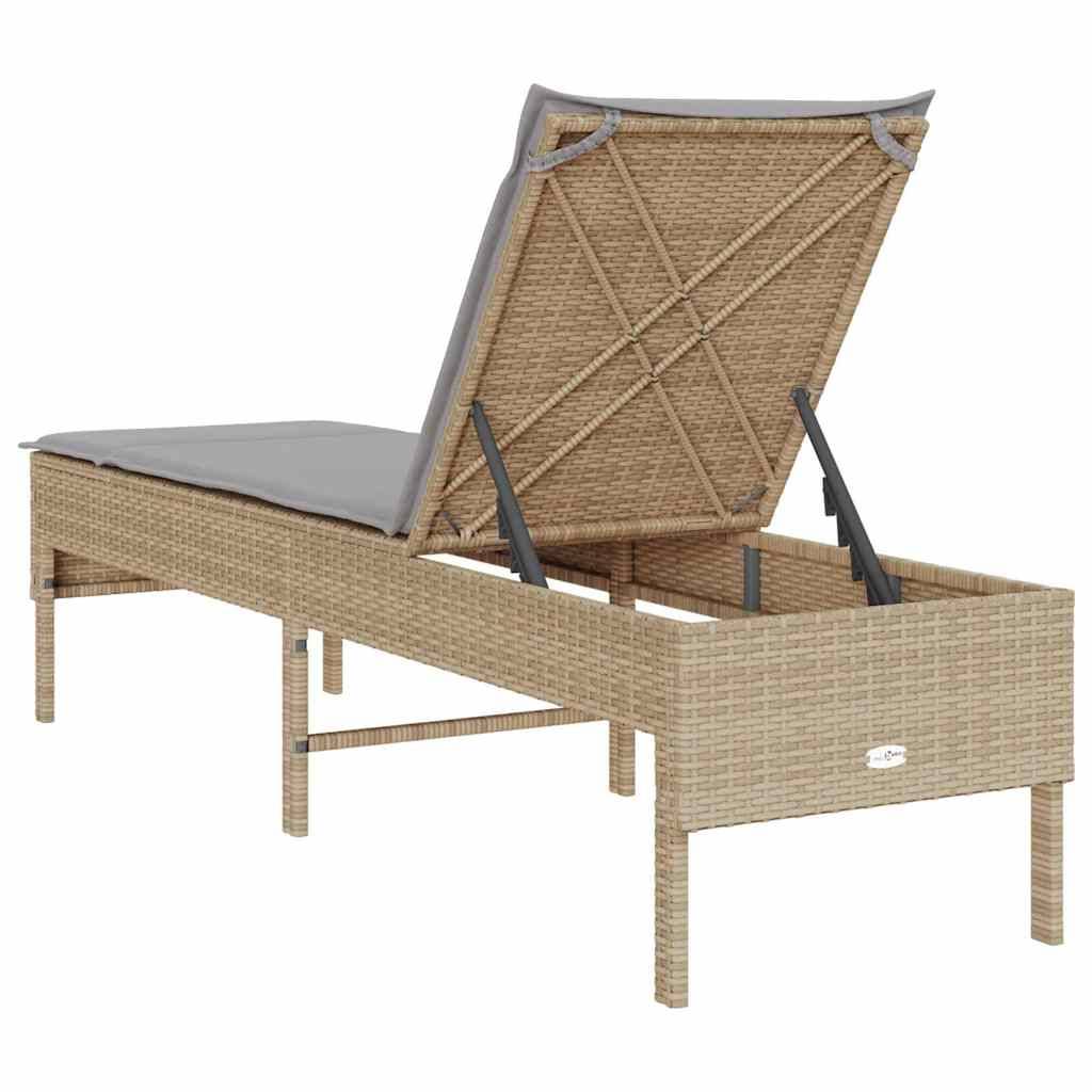 Vidaxl - Transat avec coussin beige 55x200x44cm résine tressée vidaXL 4104103 - Image 7