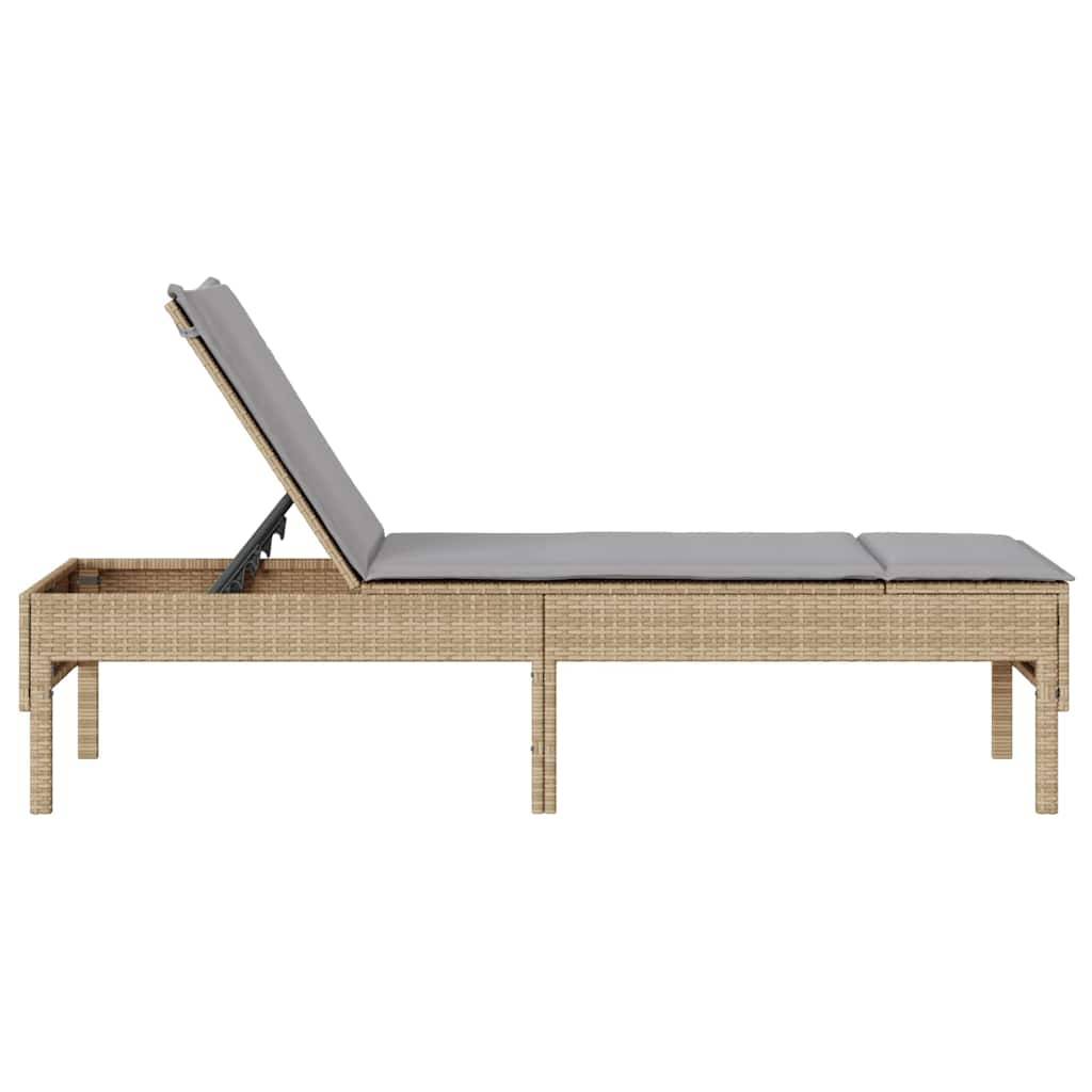 Vidaxl - Transat avec coussin beige 55x200x44cm résine tressée vidaXL 4104103 - Image 8