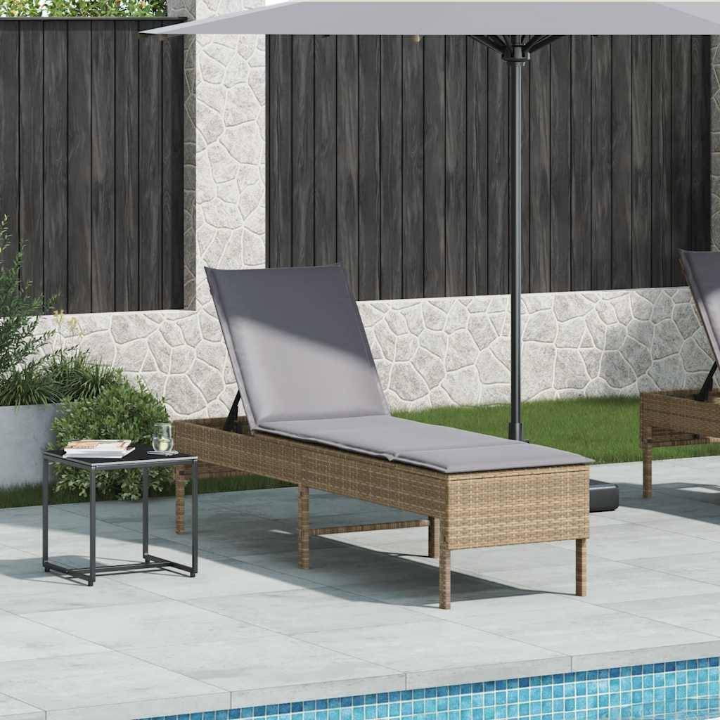 Vidaxl - Transat avec coussin beige 55x200x44cm résine tressée vidaXL 4104103 - Image 4