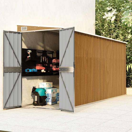 Vidaxl - Abri de jardin mural marron 118 x 382 x 178 cm Acier galvanisé vidaXL 316232 - Image 1