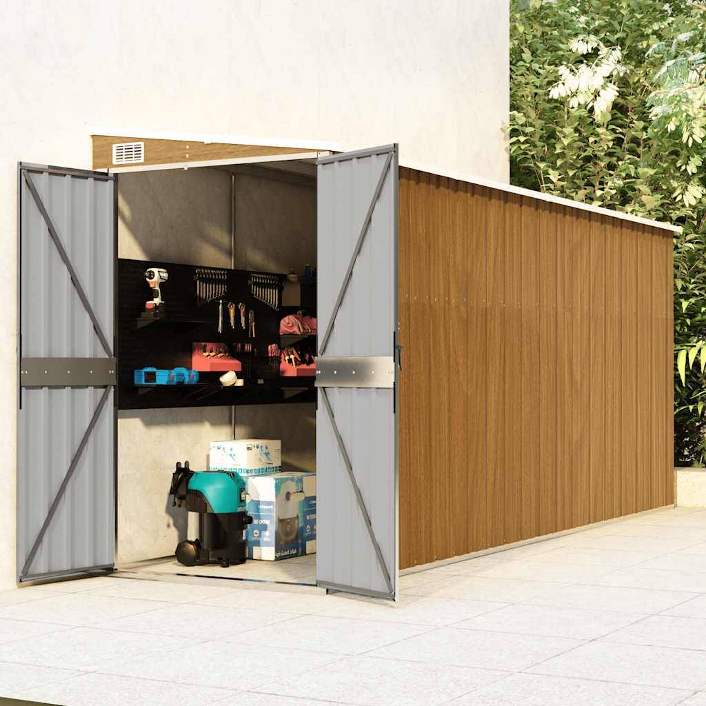 Vidaxl - Abri de jardin mural marron 118 x 382 x 178 cm Acier galvanisé vidaXL 316232 - Image 1