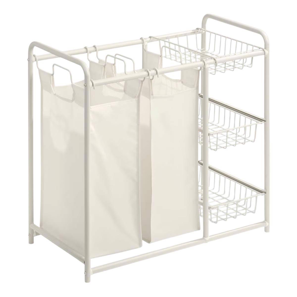 Panier à linge 2 bacs " Linea" 78cm Beige