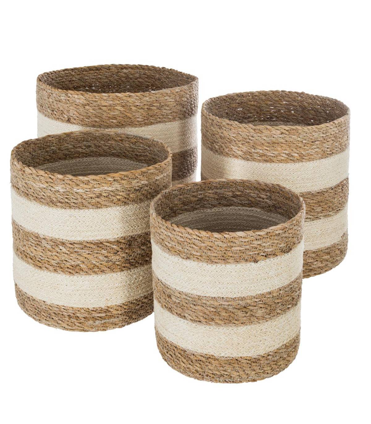 Set de 4 Paniers de rangement en Jute et Seagrass blanc et naturel - Imagen 1