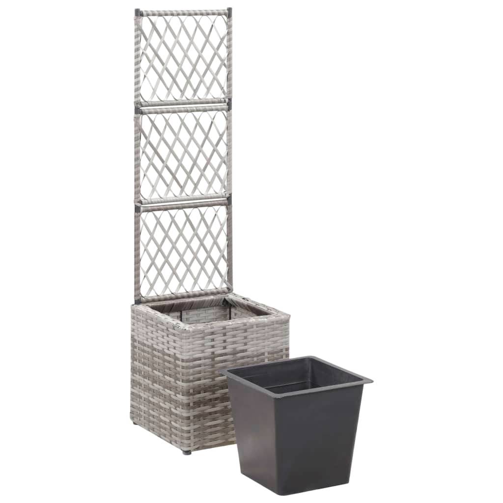 Helloshop26 - Jardinière lit surélevé plantes fleurs jardin en treillis 1 pot 30 x 30 x 107 cm résine tressée gris - Imagen 4