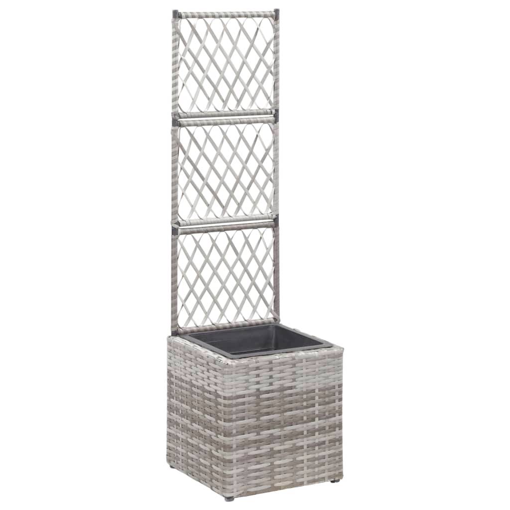 Helloshop26 - Jardinière lit surélevé plantes fleurs jardin en treillis 1 pot 30 x 30 x 107 cm résine tressée gris - Imagen 1