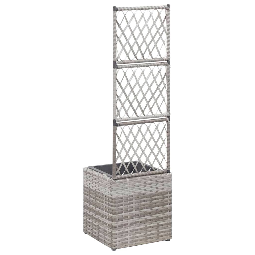 Helloshop26 - Jardinière lit surélevé plantes fleurs jardin en treillis 1 pot 30 x 30 x 107 cm résine tressée gris - Imagen 3
