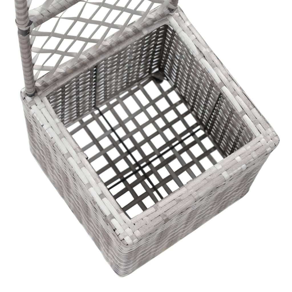 Helloshop26 - Jardinière lit surélevé plantes fleurs jardin en treillis 1 pot 30 x 30 x 107 cm résine tressée gris - Imagen 6