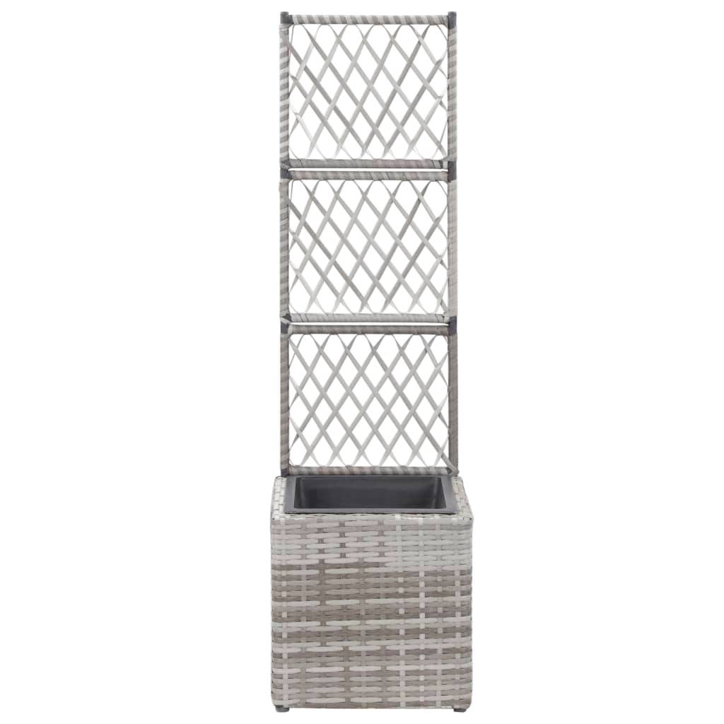 Helloshop26 - Jardinière lit surélevé plantes fleurs jardin en treillis 1 pot 30 x 30 x 107 cm résine tressée gris - Imagen 2