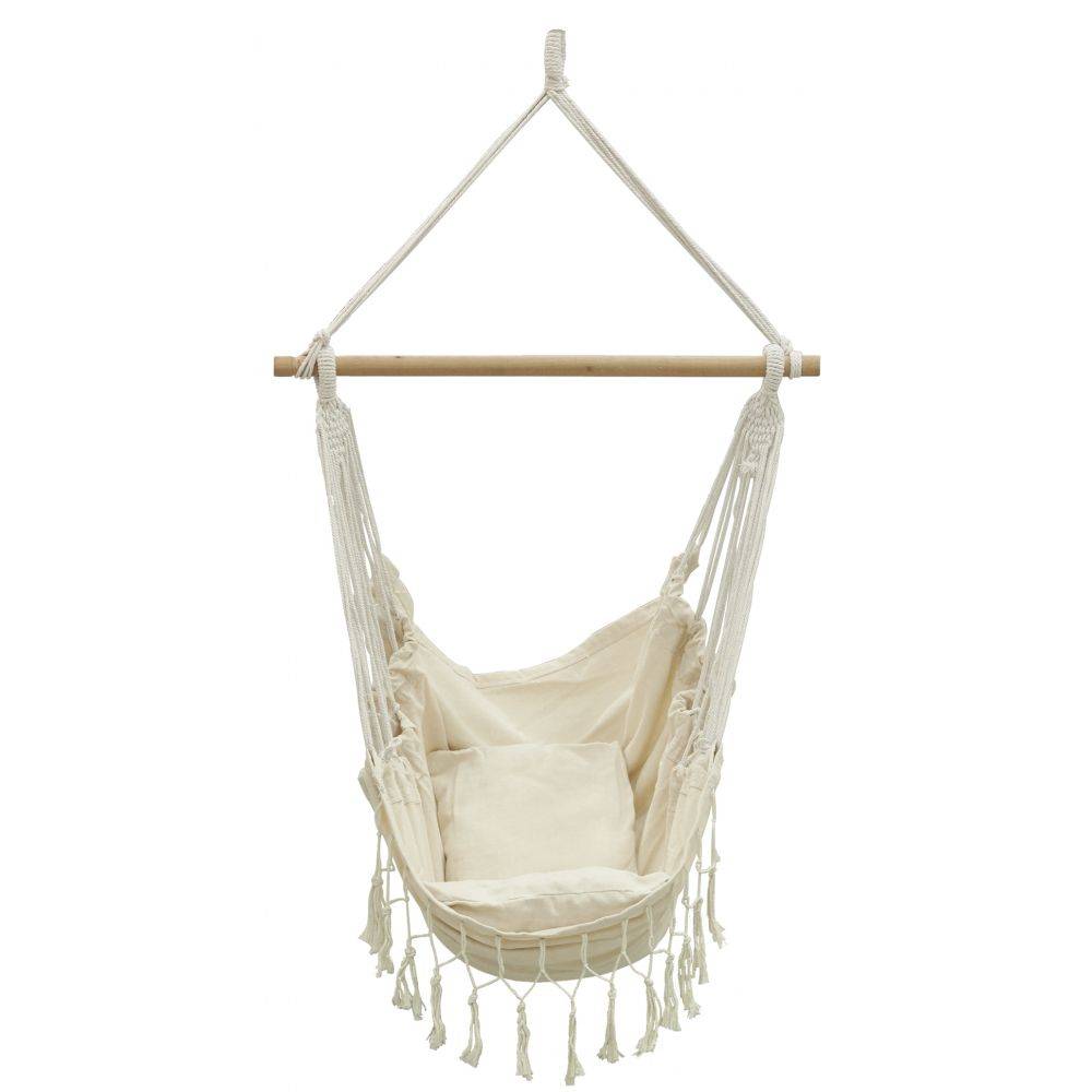 Aubry Gaspard - Fauteuil hamac écru à franges en coton - Imagen 2