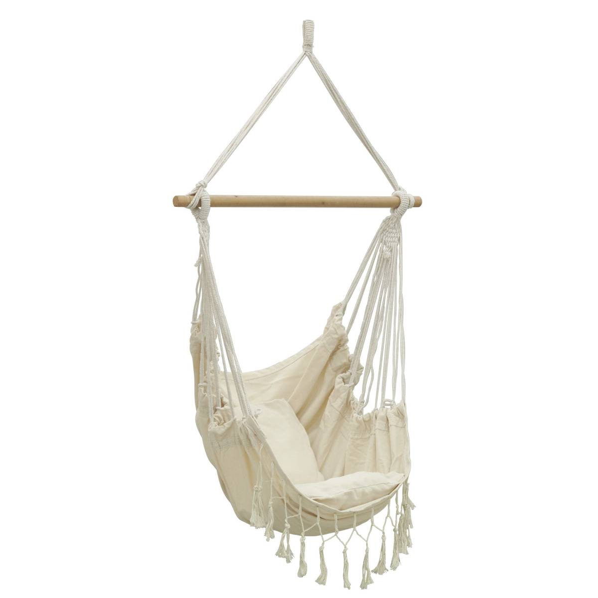 Aubry Gaspard - Fauteuil hamac écru à franges en coton - Imagen 1