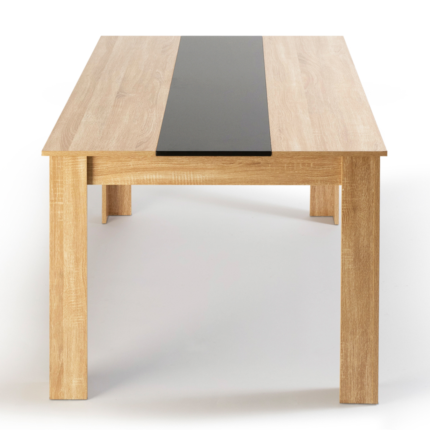 Ensemble table à manger GEORGIA 140 cm imitation hêtre et noire et 6 chaises ROMANE noires - Image 6
